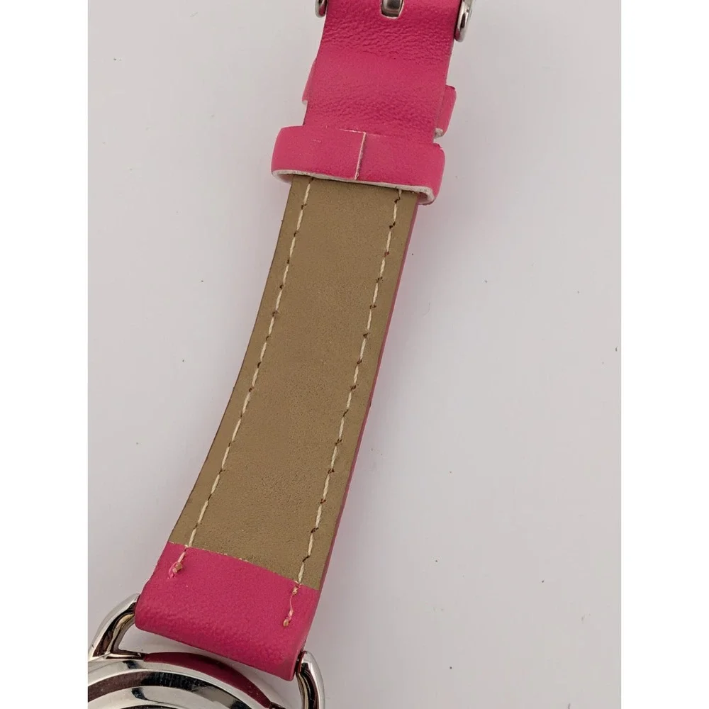 Kessaris Watch Women 35mm Silver Case Pink MOP Dial Pink‎ Band- New Battery